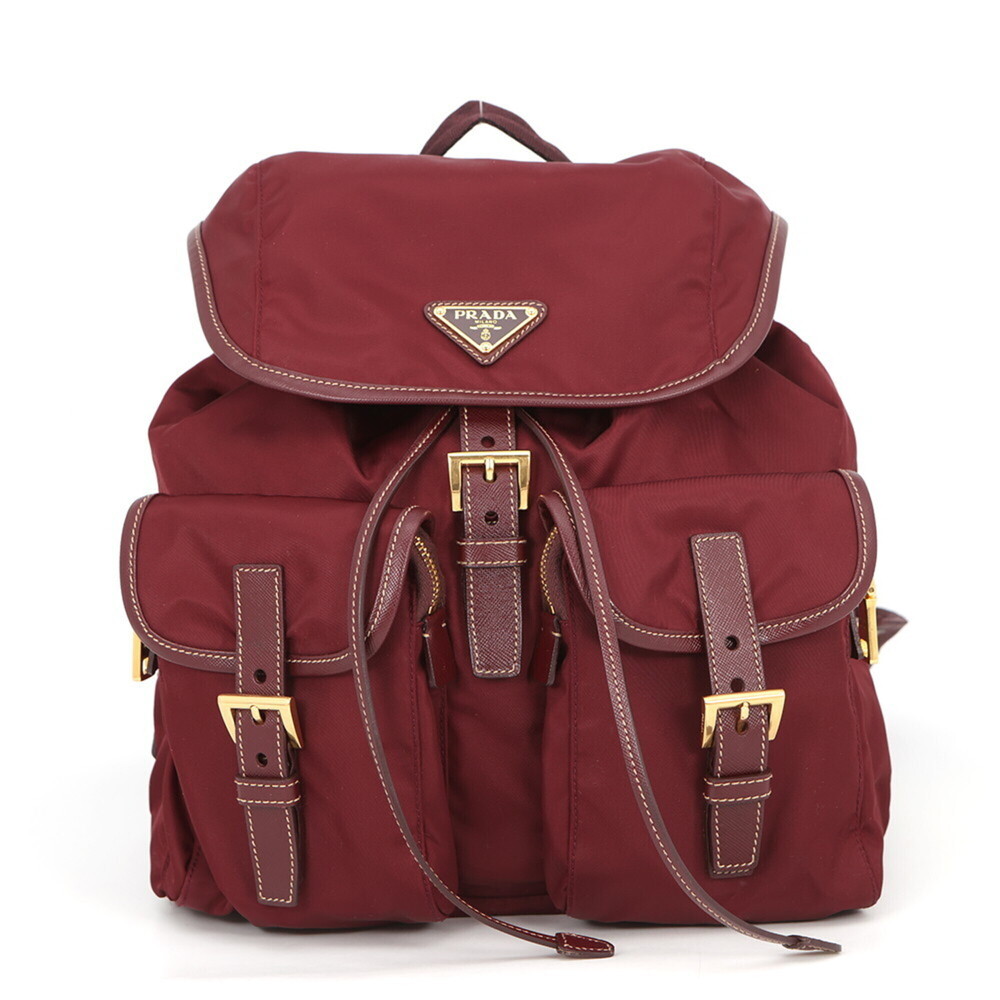 Prada Triangle Backpack, Nylon & Saffiano Leather, BZ0030, PRADA Handbag,
